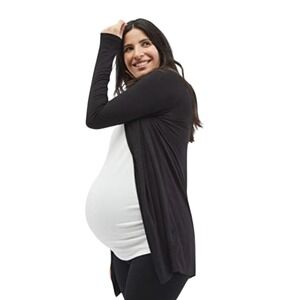 Motherhood Maternity Women Black Open Front Long Sleeve Cardigan S Sweater #67